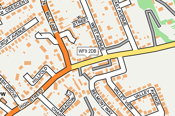 WF9 2DB map - OS OpenMap – Local (Ordnance Survey)