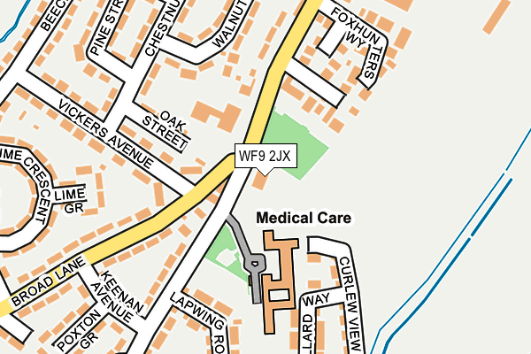 WF9 2JX map - OS OpenMap – Local (Ordnance Survey)