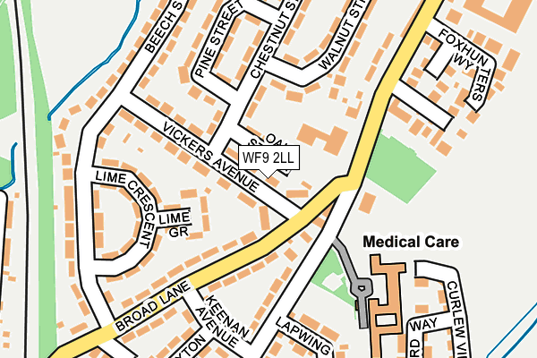 WF9 2LL map - OS OpenMap – Local (Ordnance Survey)