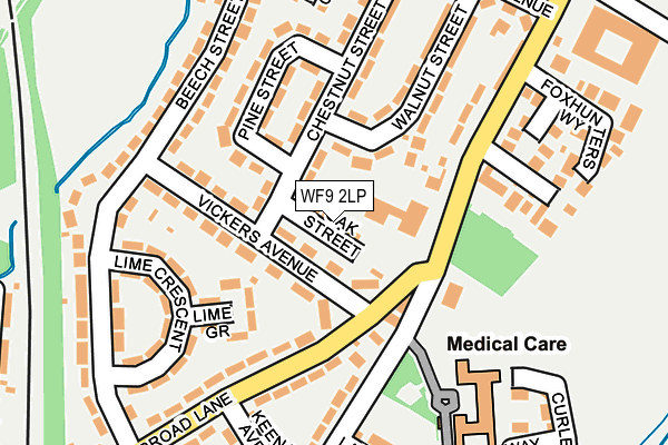 WF9 2LP map - OS OpenMap – Local (Ordnance Survey)