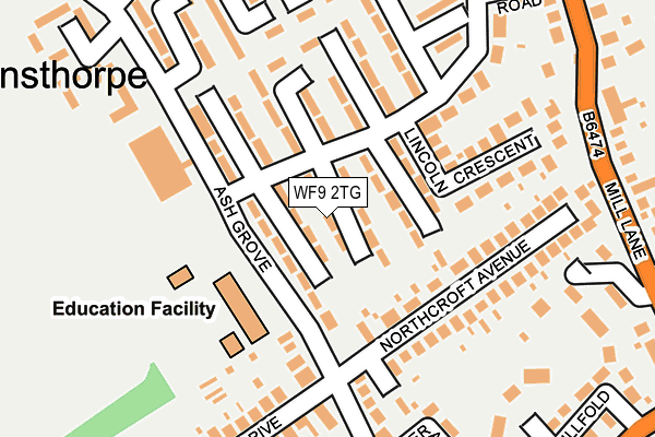 WF9 2TG map - OS OpenMap – Local (Ordnance Survey)