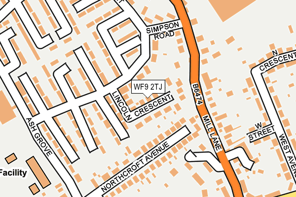 WF9 2TJ map - OS OpenMap – Local (Ordnance Survey)