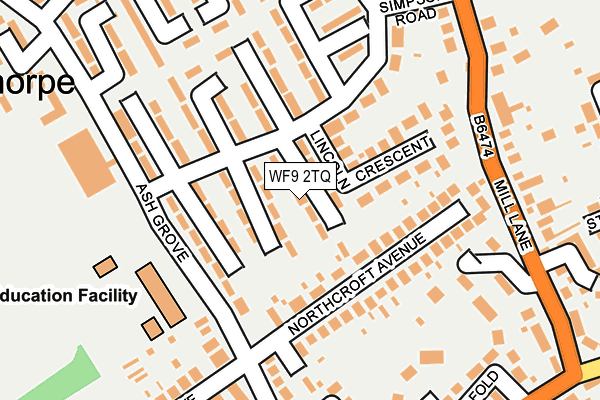 WF9 2TQ map - OS OpenMap – Local (Ordnance Survey)