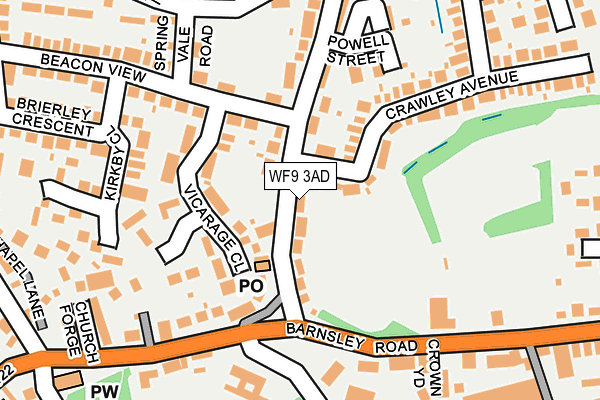 WF9 3AD map - OS OpenMap – Local (Ordnance Survey)