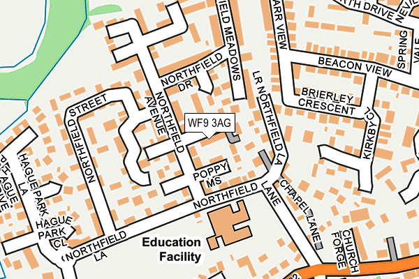 WF9 3AG map - OS OpenMap – Local (Ordnance Survey)