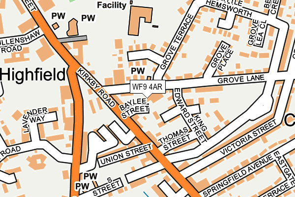 WF9 4AR map - OS OpenMap – Local (Ordnance Survey)