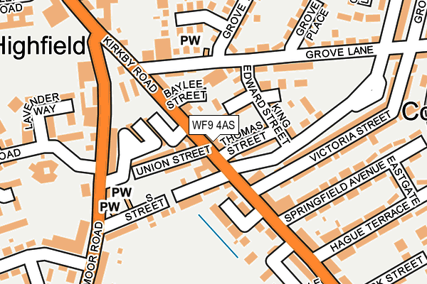 WF9 4AS map - OS OpenMap – Local (Ordnance Survey)