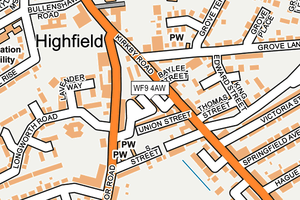 WF9 4AW map - OS OpenMap – Local (Ordnance Survey)