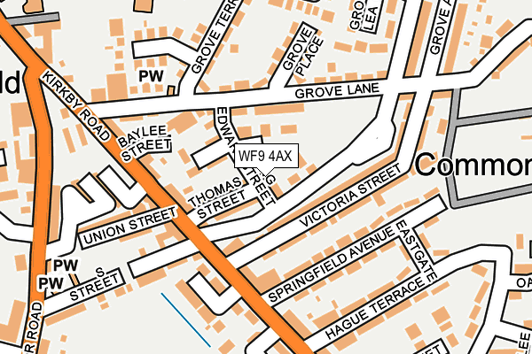WF9 4AX map - OS OpenMap – Local (Ordnance Survey)