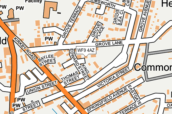 WF9 4AZ map - OS OpenMap – Local (Ordnance Survey)
