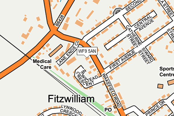 WF9 5AN map - OS OpenMap – Local (Ordnance Survey)
