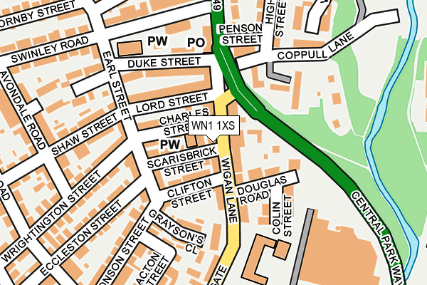 WN1 1XS map - OS OpenMap – Local (Ordnance Survey)
