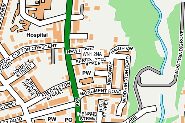 WN1 2NA map - OS OpenMap – Local (Ordnance Survey)