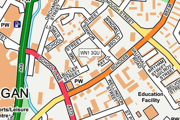 WN1 3QU map - OS OpenMap – Local (Ordnance Survey)
