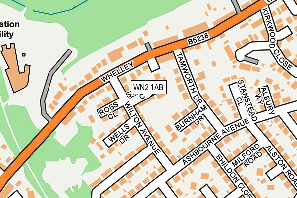 WN2 1AB map - OS OpenMap – Local (Ordnance Survey)