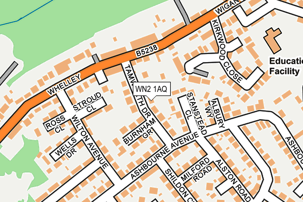 WN2 1AQ map - OS OpenMap – Local (Ordnance Survey)