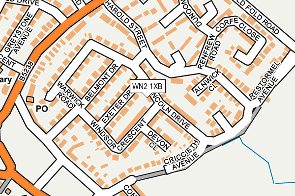 WN2 1XB map - OS OpenMap – Local (Ordnance Survey)
