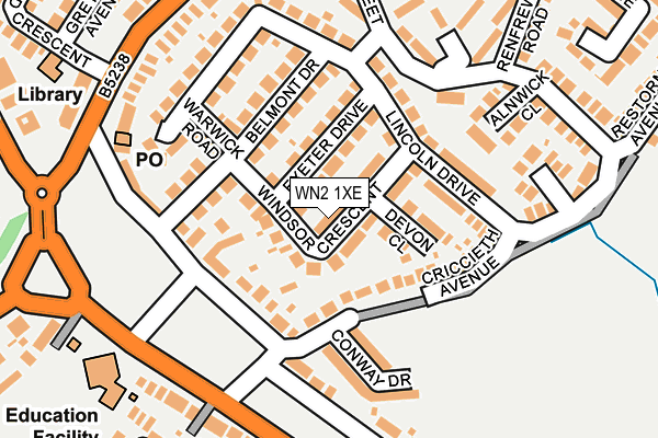 WN2 1XE map - OS OpenMap – Local (Ordnance Survey)