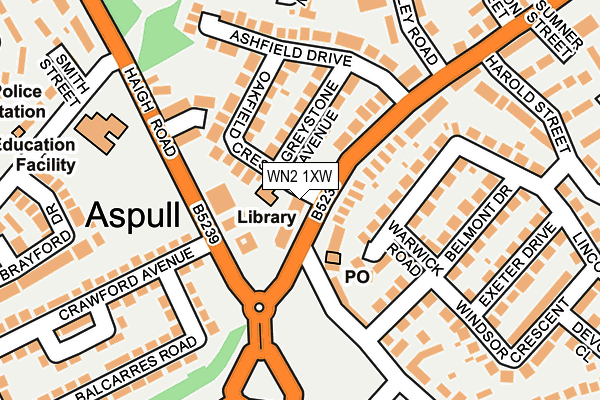 WN2 1XW map - OS OpenMap – Local (Ordnance Survey)