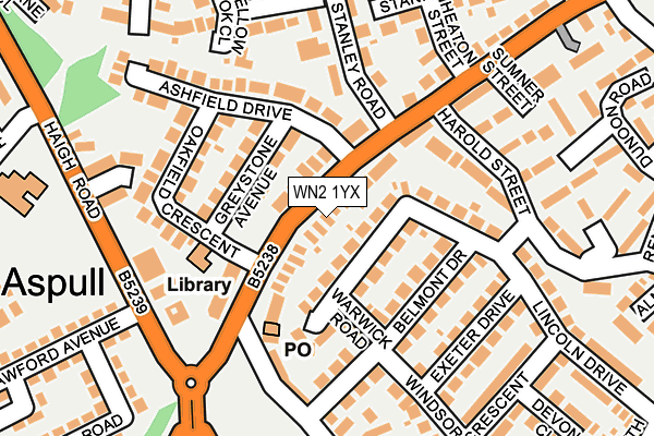 WN2 1YX map - OS OpenMap – Local (Ordnance Survey)
