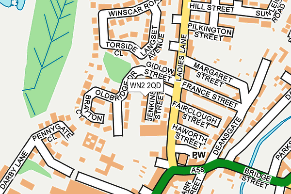 WN2 2QD map - OS OpenMap – Local (Ordnance Survey)