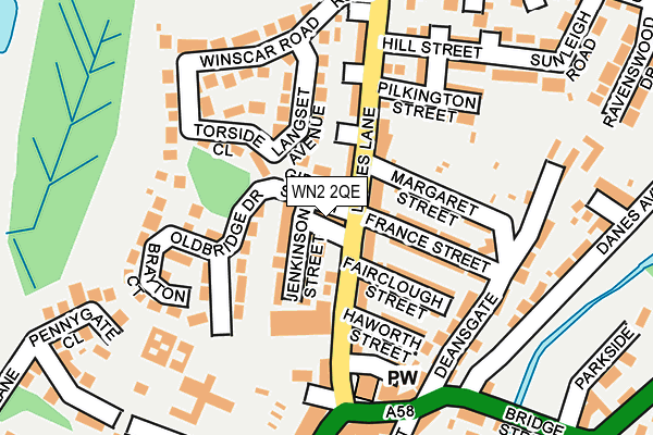 WN2 2QE map - OS OpenMap – Local (Ordnance Survey)