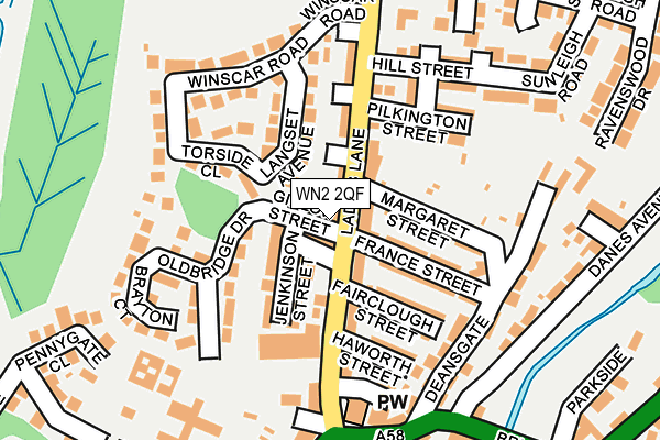 WN2 2QF map - OS OpenMap – Local (Ordnance Survey)