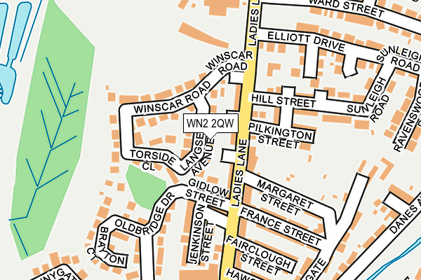 WN2 2QW map - OS OpenMap – Local (Ordnance Survey)