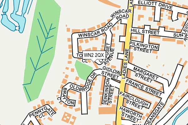 WN2 2QX map - OS OpenMap – Local (Ordnance Survey)