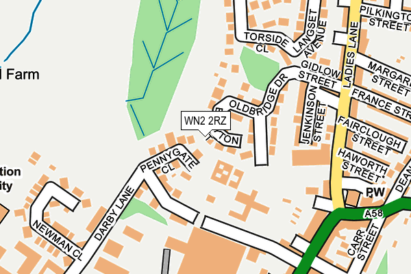 WN2 2RZ map - OS OpenMap – Local (Ordnance Survey)