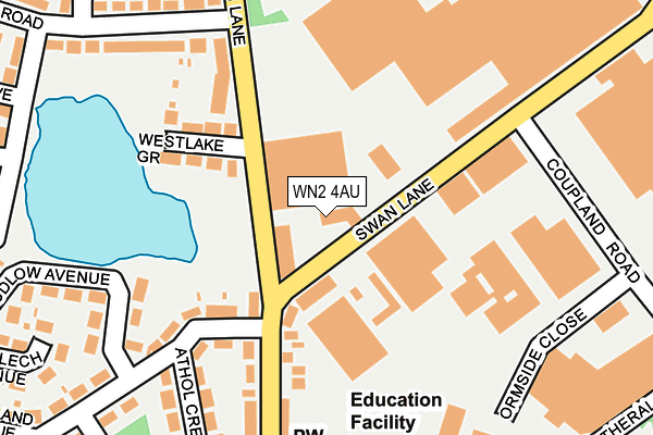 WN2 4AU map - OS OpenMap – Local (Ordnance Survey)
