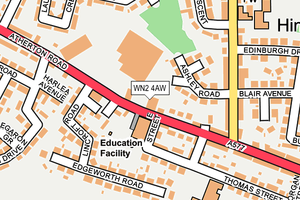 WN2 4AW map - OS OpenMap – Local (Ordnance Survey)