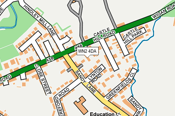 WN2 4DA map - OS OpenMap – Local (Ordnance Survey)