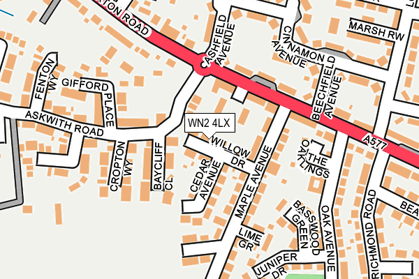 WN2 4LX map - OS OpenMap – Local (Ordnance Survey)
