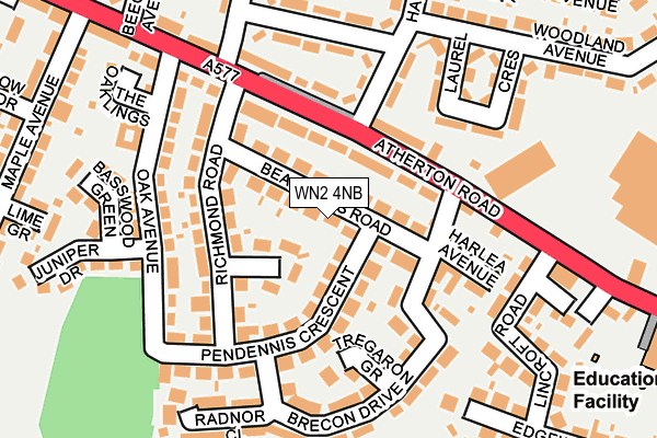 WN2 4NB map - OS OpenMap – Local (Ordnance Survey)
