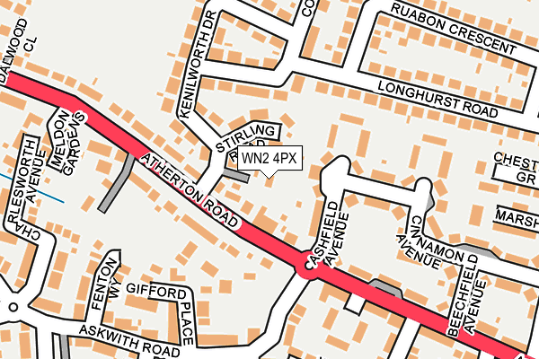WN2 4PX map - OS OpenMap – Local (Ordnance Survey)