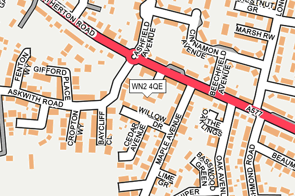 WN2 4QE map - OS OpenMap – Local (Ordnance Survey)