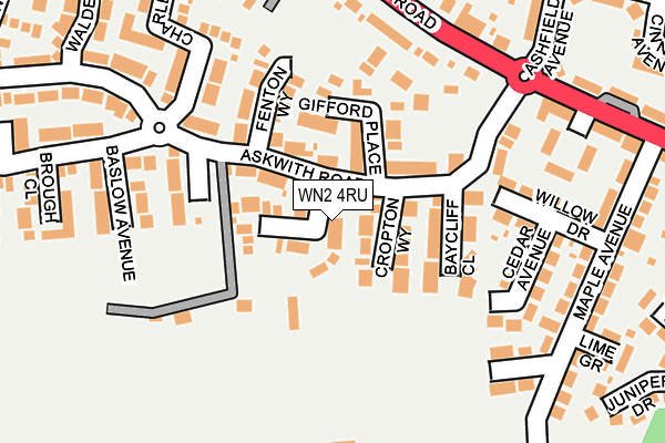 WN2 4RU map - OS OpenMap – Local (Ordnance Survey)