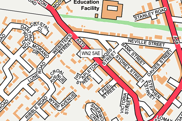 WN2 5AE map - OS OpenMap – Local (Ordnance Survey)