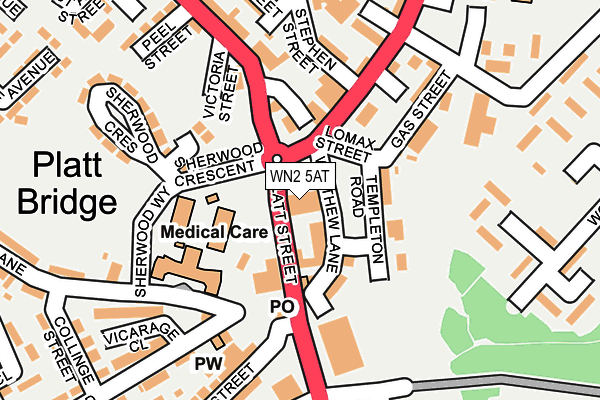 WN2 5AT map - OS OpenMap – Local (Ordnance Survey)
