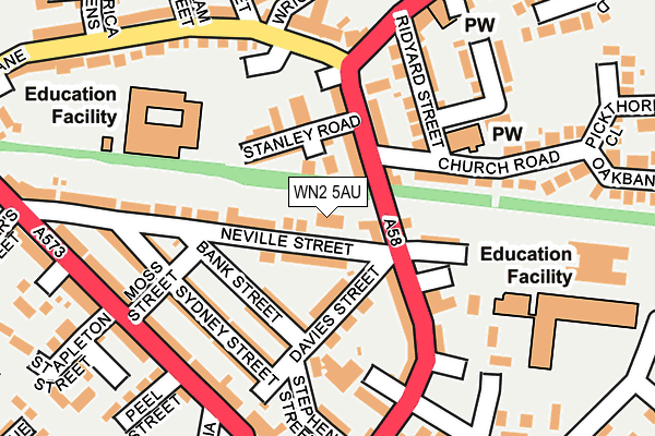 WN2 5AU map - OS OpenMap – Local (Ordnance Survey)