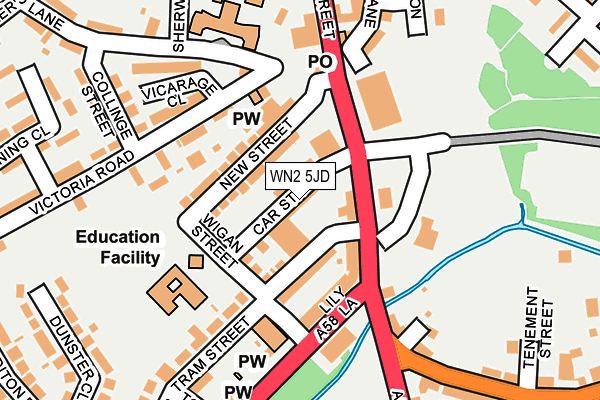 WN2 5JD map - OS OpenMap – Local (Ordnance Survey)