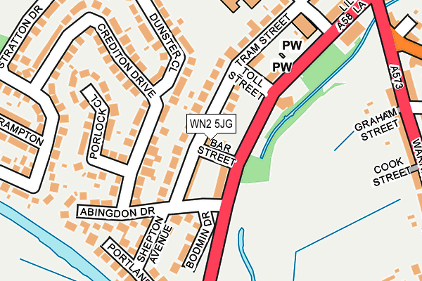 WN2 5JG map - OS OpenMap – Local (Ordnance Survey)