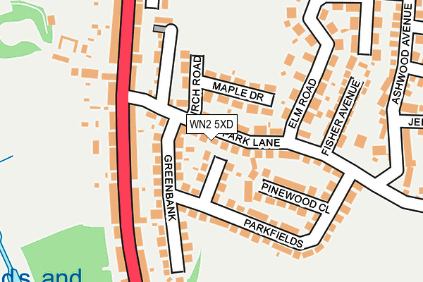 WN2 5XD map - OS OpenMap – Local (Ordnance Survey)
