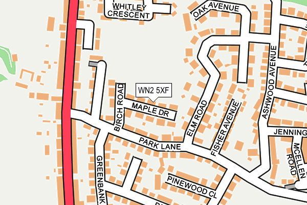WN2 5XF map - OS OpenMap – Local (Ordnance Survey)