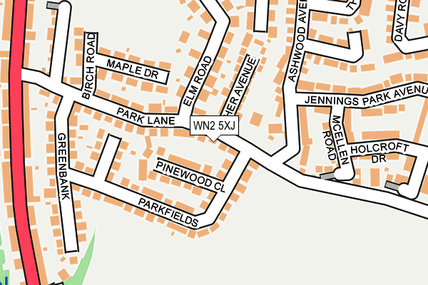 WN2 5XJ map - OS OpenMap – Local (Ordnance Survey)