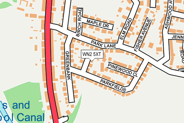 WN2 5XT map - OS OpenMap – Local (Ordnance Survey)