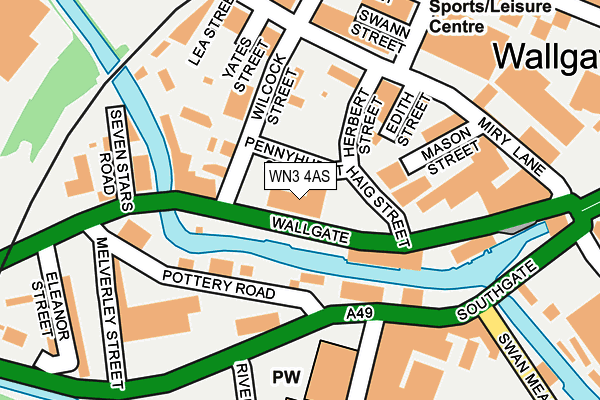 WN3 4AS map - OS OpenMap – Local (Ordnance Survey)