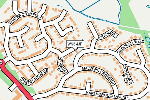 WN3 4JP map - OS OpenMap – Local (Ordnance Survey)