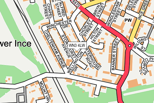 WN3 4LW map - OS OpenMap – Local (Ordnance Survey)